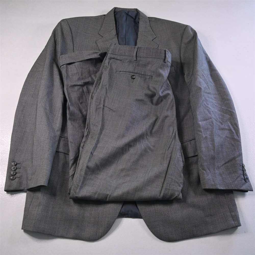 Coppley‎ 46L 40x34 Gray Birdseye Super 110s Wool Mens Jacket Pants Suit